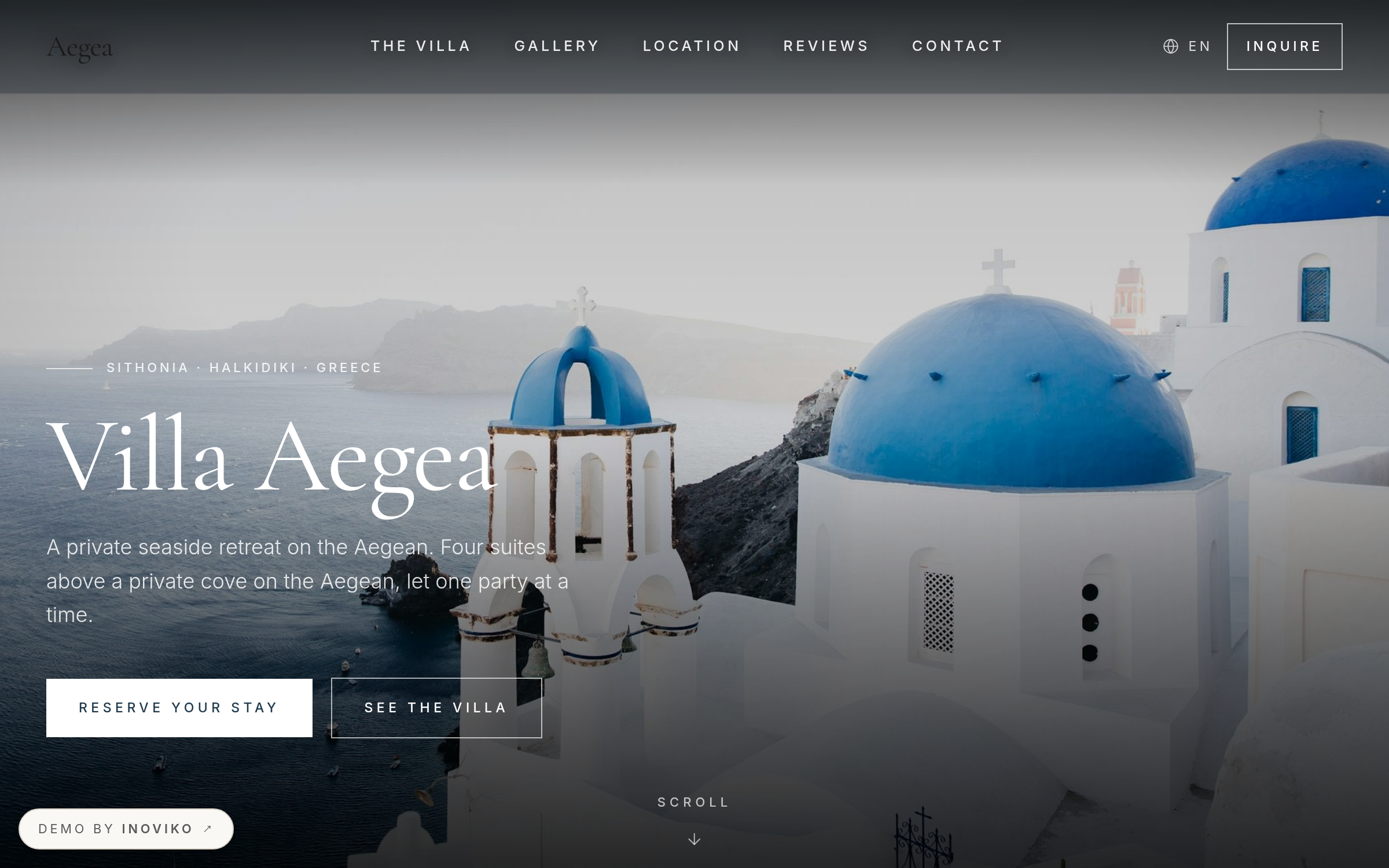 Screenshot of the Halkidiki vacation villa website